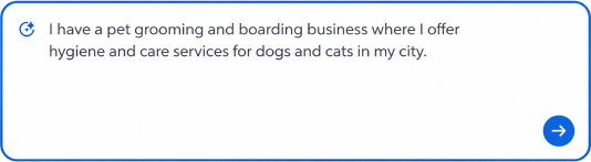 El prompt que lo generó: “Tengo un negocio de peluquería y hospedaje de mascotas donde ofrezco servicios de higiene y cuidado para perros y gatos en mi ciudad.”